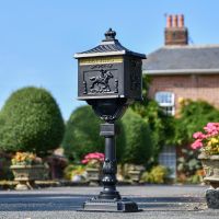Matt Black Freestanding Huntingdon Post Box in Situ