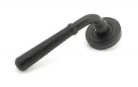 Matte Black Hammered Lever Door Handle on Art Deco Rose