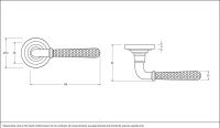 Matte Black Hammered Lever Door Handle on Art Deco Rose Dimensions