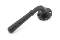 Matte Black Hammered Lever Door Handle on Art Deco Rose Back