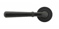 Matte Black Hammered Lever Door Handle on Rose