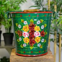 Green Hand Painted Log Bucket - XL - 30.5cm