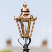 Medium Copper Hexagonal Lamp Post Top