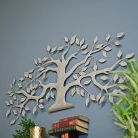 Brushed Beige Effect Tree Wall Art