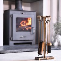 "Midleton" Antique Brass Companion Set in Situ Next to the Fireplace