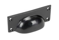 Midnight Black Rectangular Drawer Pull with Curved Handle
