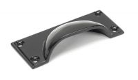 Midnight Black Rectangular Drawer Pull with Curved Handle Close Up