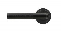 Midnight Black Textured Lever Door Handle on Art Deco Rose Front