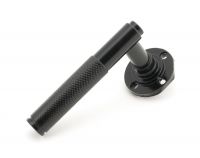 Midnight Black Textured Lever Door Handle on Rose Back