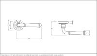 Beeswax Unsprung Lever Door Handle on Art Deco Rose Dimensions