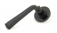 Midnight Black Unsprung Lever Door Handle on Rose