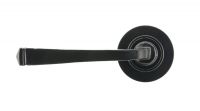 Midnight Black Unsprung Lever Door Handle on Rose Front