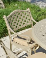 Lattice pattern backrest of chair from Milford furniture set 