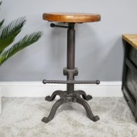 "Milkwood Farm" Cast Iron Stool with Wooden Seat