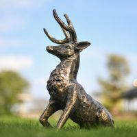 Miniature Cast Aluminium Buck Sculpture in Situ