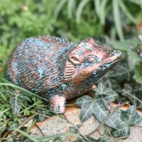 Miniature Rustic Verdigris Cast Aluminium Hedgehog Garden Sculpture