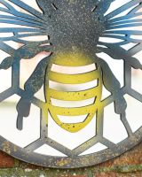 Close up of Mirrored Rustic Bee and Honeycomb Wall Art abdomen