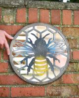 Scale image of Mirrored Rustic Bee and Honeycomb Wall Art