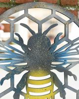 Close up of Mirrored Rustic Bee and Honeycomb Wall Art thorax
