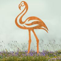 Modern Sheet Steel Flamingo Silhouette in Rustic Finish