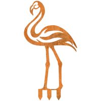 Modern Sheet Steel Flamingo Silhouette in Rustic Finish with Spikes