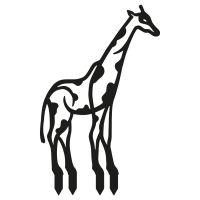 Black Contemporary Giraffe Silhouette with Spots on White Background