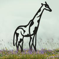 Black Contemporary Giraffe Silhouette with Spots in Situ