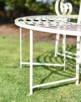 Close-Up of "Monmouthshire" Cream Wrought Iron Deluxe Tree Seat
