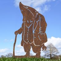 Rustic Mr Badger With Walking Stick Silhouette in Situ
