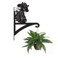 Mr Bunny Iron Hanging Basket Bracket Holding a Flower Basket