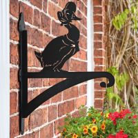 Mrs Duck Iron Hanging Basket Bracket on Brick Wall 