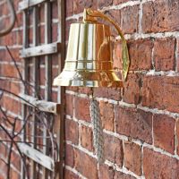 Polished Brass Bell with Rope Lanyard Side View