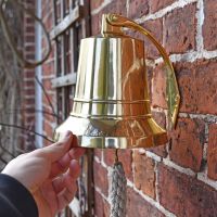 Polished Brass Bell with Rope Lanyard to Scale
