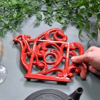 Red Cast Iron Kettle Trivet to Scale