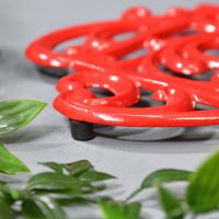 Red Cast Iron Kettle Trivet Feet