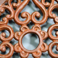 Rustic Cast Iron Square Trivet Centre Close-Up