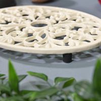 Cream Cast Iron Oval Trivet Feet