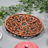 Rustic Cast Iron Oval Trivet in Situ