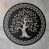 Round "Olive Tree" Wall Art in Situ on a Rustic Wall