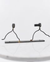 Side view of scrap metal art sculpture