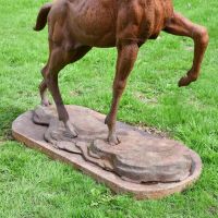 Close up of Cast Iron Stag Sculpture on Plinth