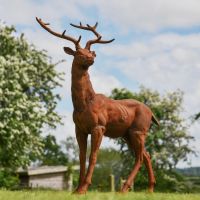 “Elkin Highlands Herd” Cast Iron Stag Sculpture - Facing Left