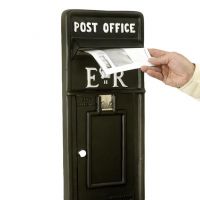 "Original Reproduction" Black Elizabeth Regina Post and Parcel Box Front in Use