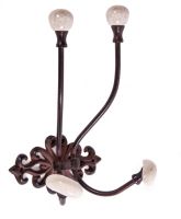 "Montaubon" Ornate Cast Iron Hook With Ceramic Ends