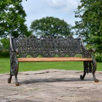 Aged Black "Serpent" Cast Iron Gothic Bench