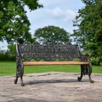 Aged Black Cast Iron Gothic "Serpent" Bench