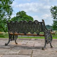 Rear view of Cast Iron Aged Black "Serpent" Garden Bench