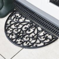 Ornate Cast Iron "Sunrise" Semi Circle Door Mat in Black