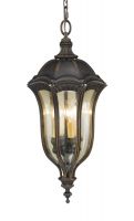 "Edmondale" Ornate Dark Bronze Hanging Light With Tinted Glass