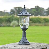 Ornate Verdigris Pillar Light in Situ in the Garden